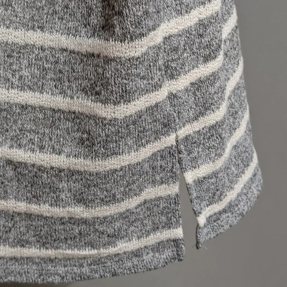 Pink Rose | Gray Stripe Hooded Long Knit Cardigan | Women's Size XL
